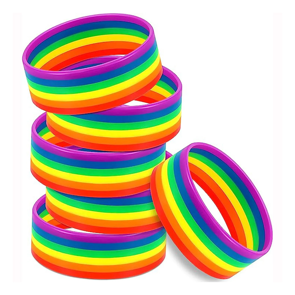 1 inch Rainbow Silicone Wristbands 