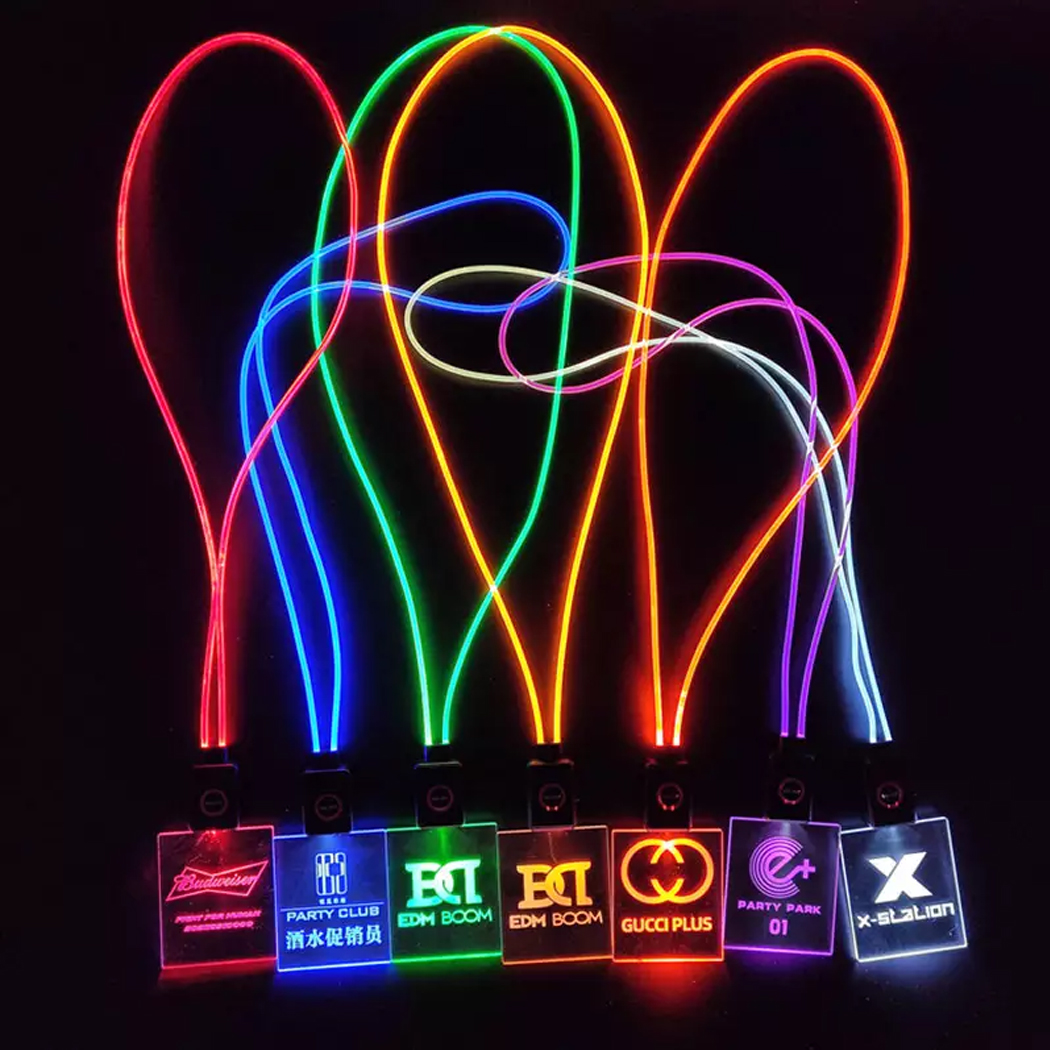 'LED rechargeable Lanyards with acrylic badge  '