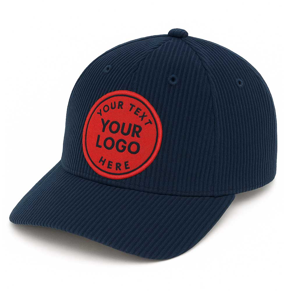 Classic 6-Panel Corduroy Cap with Embroidery Round Patch