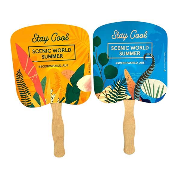 Bread Shape Paper Hand Held Fan with Wooden Handle