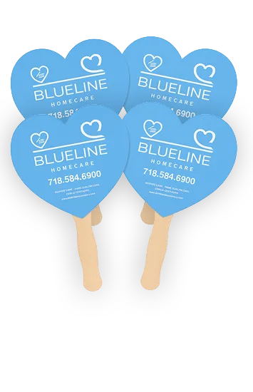 Heart Shape Paper Hand Held Fan with Wooden Handle