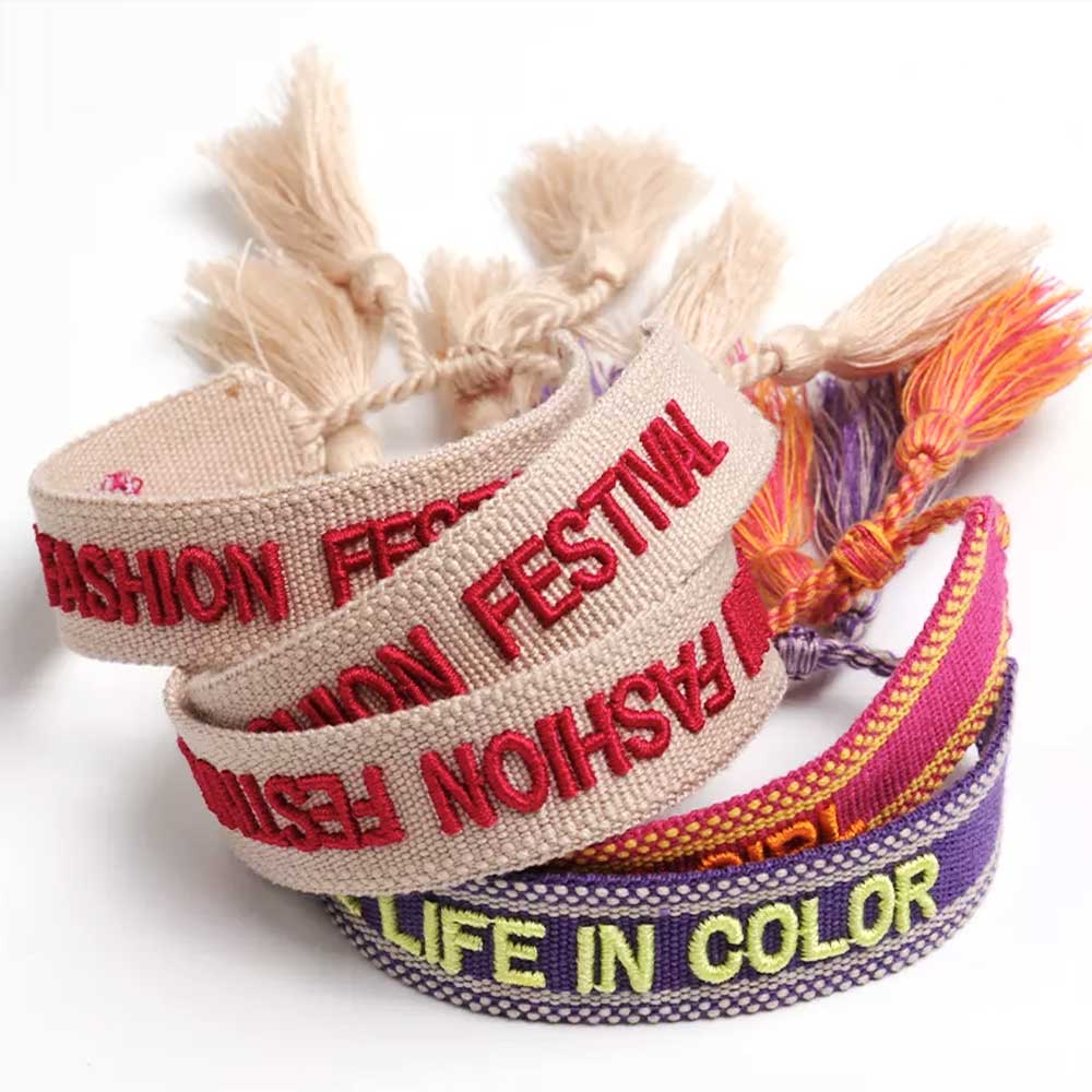 Woven Letters Embroidery Tassel Bracelet  page