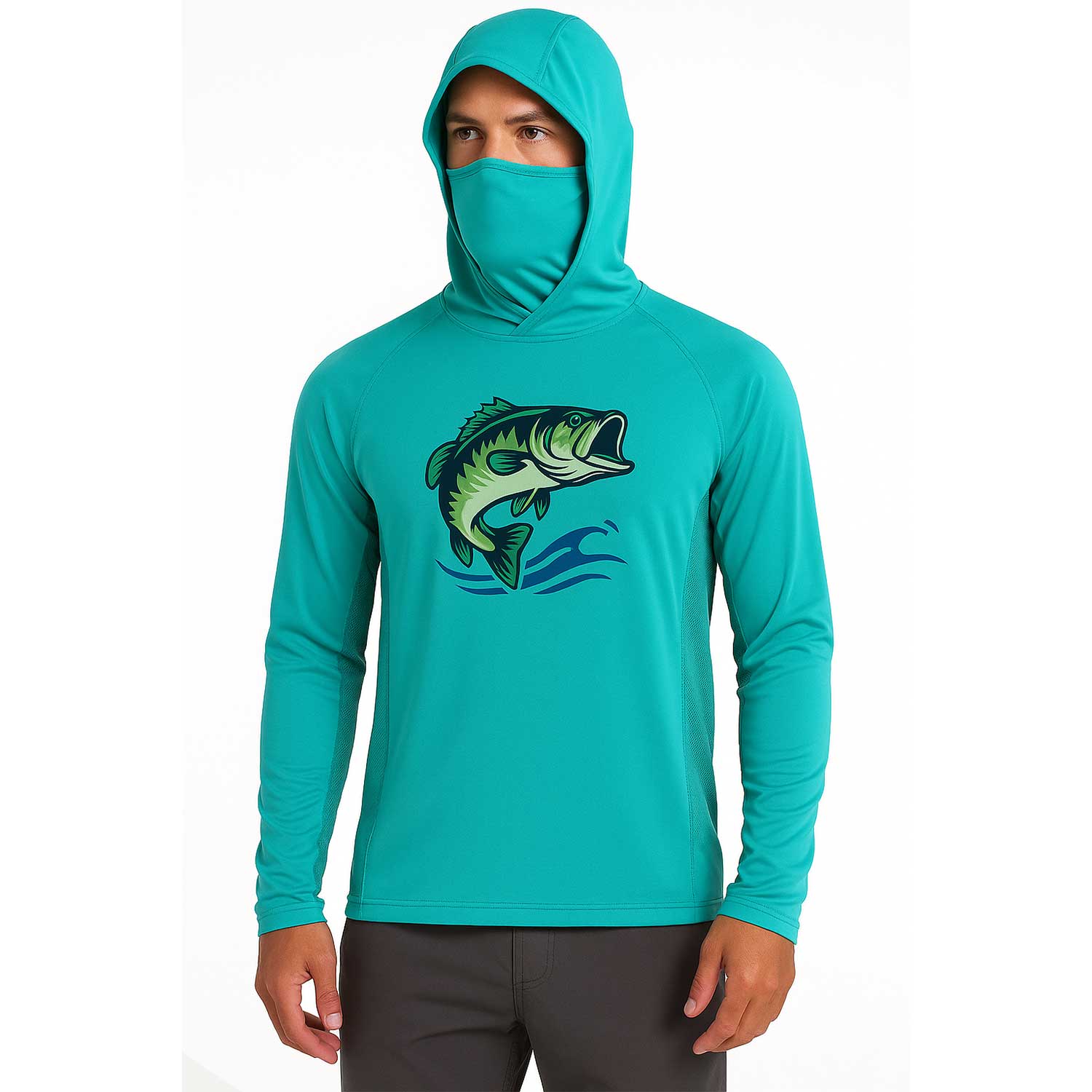 Fishing Long Sleeve Hoodie T-Shirt with Neck Gaiter page